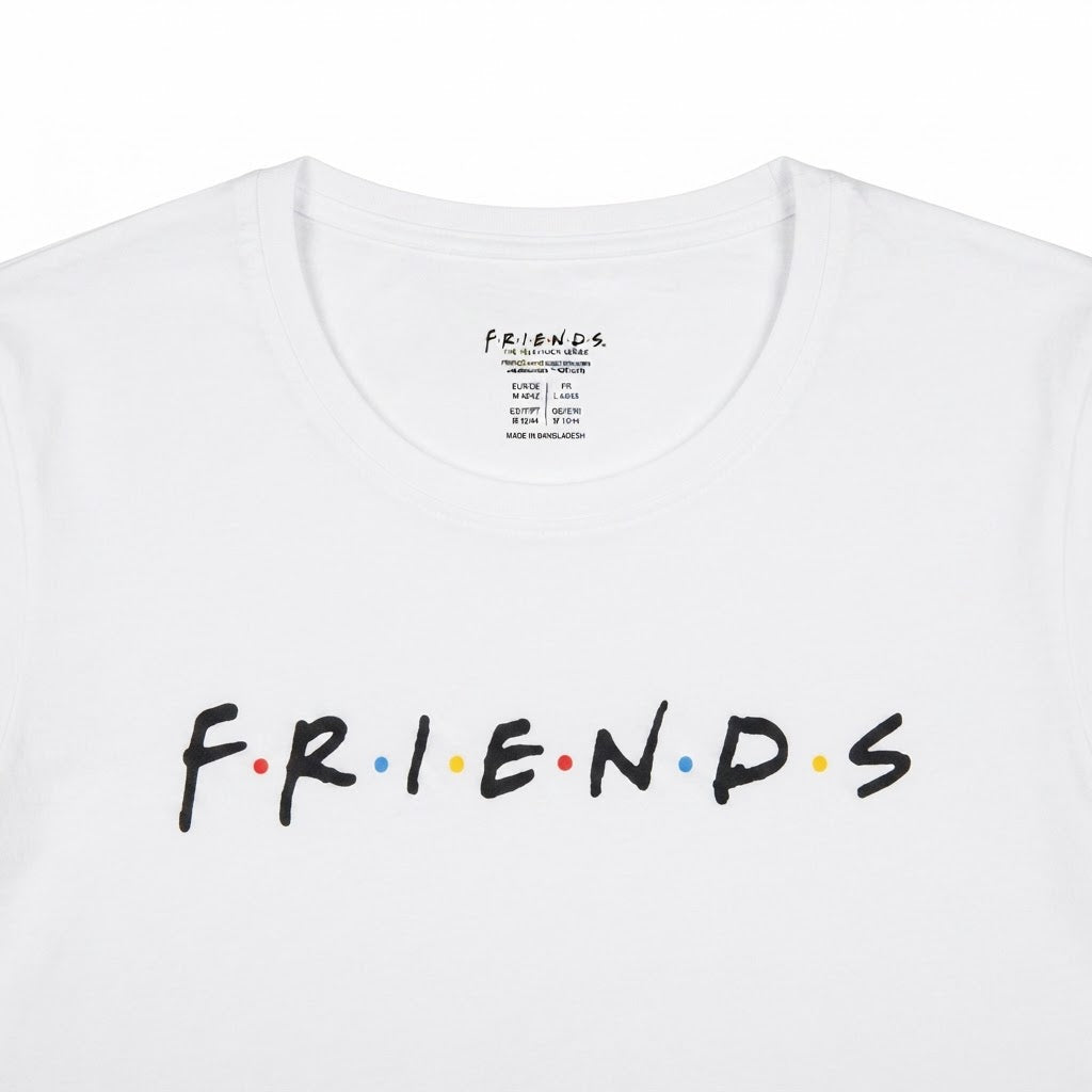 F.R.I.E.N.D.S Women's White Graphic Logo Crew Neck T-Shirt