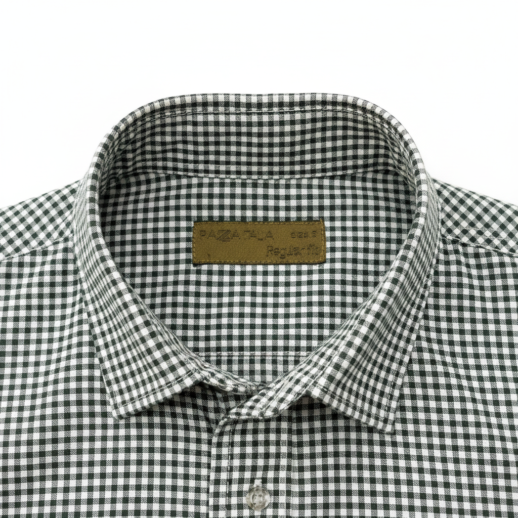 Boys Green Gingham Long Sleeve Button Down Shirt - Size S