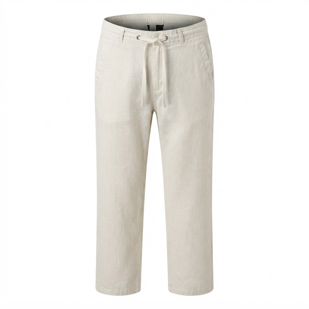 ZARA MAN Women's Off-White Casual Wide-Leg Linen Trousers