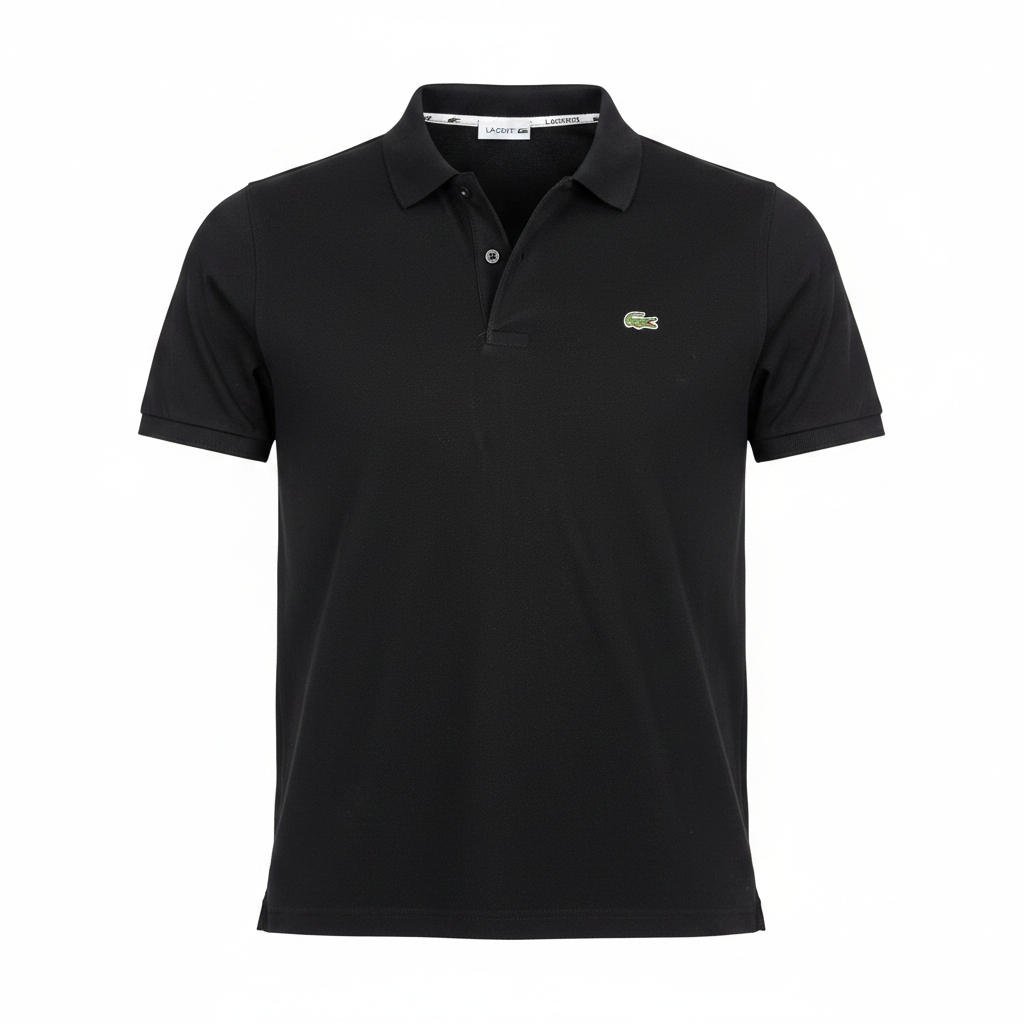 Women's Black Short-Sleeve Relaxed Fit Polo Shirt