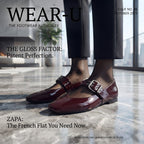 Burgundy Patent Leather Mary Jane Flats with Buckle