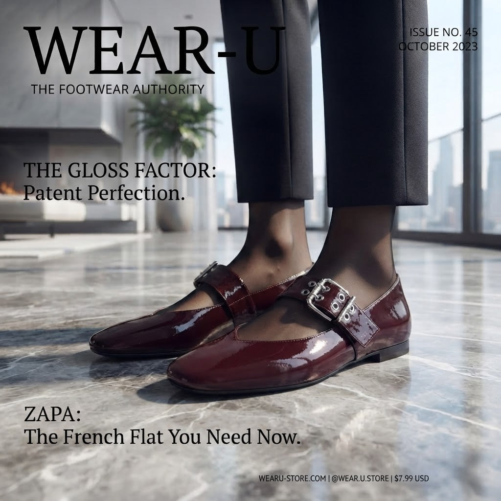 Burgundy Patent Leather Mary Jane Flats with Buckle