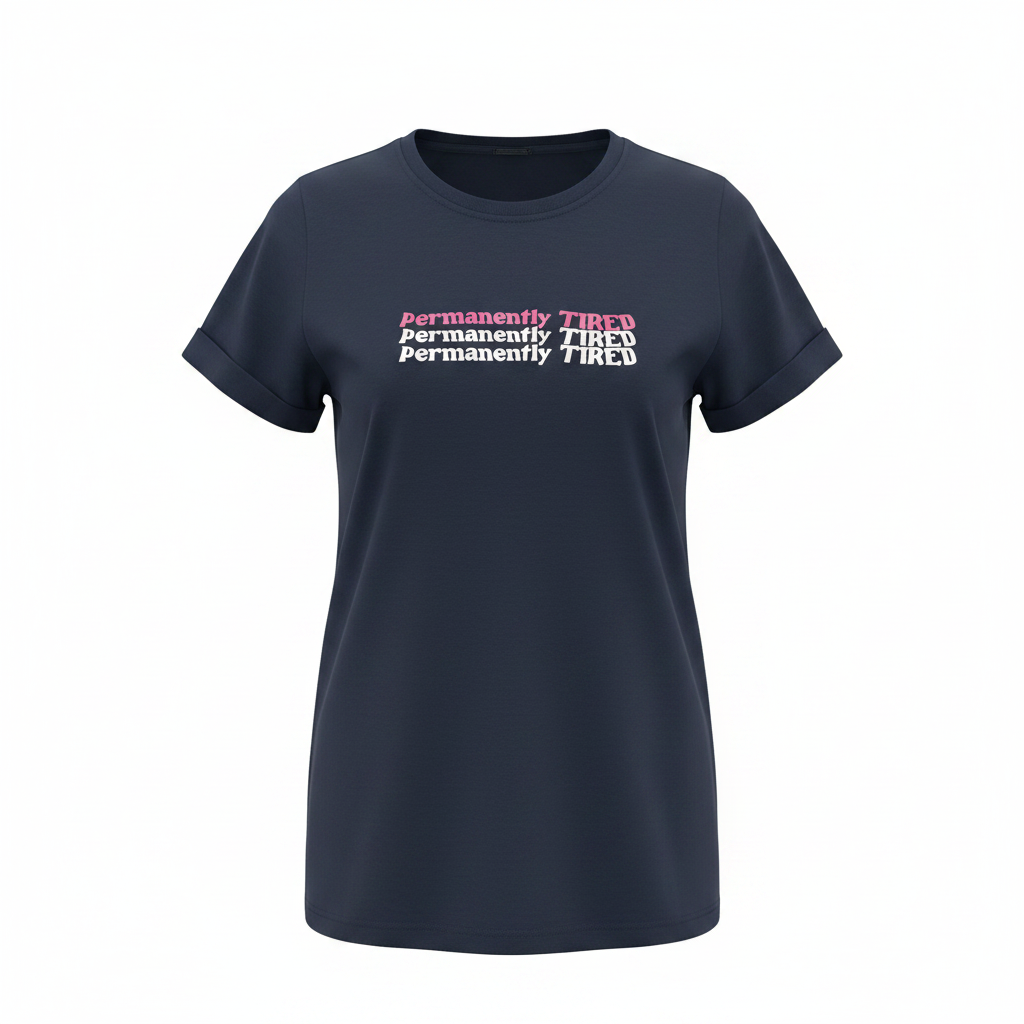 Women's Navy Blue Graphic Slogan T-Shirt