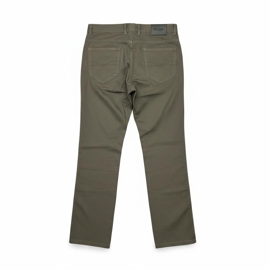 GIOMANI Men's Olive Green Straight-Leg Cotton Twill Trousers