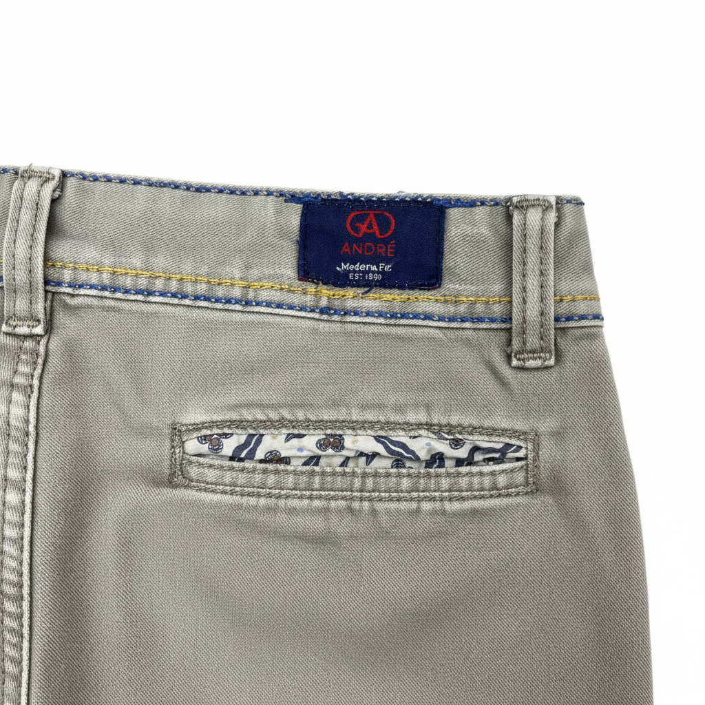 Women's Stone Grey Straight Leg Cotton Trousers