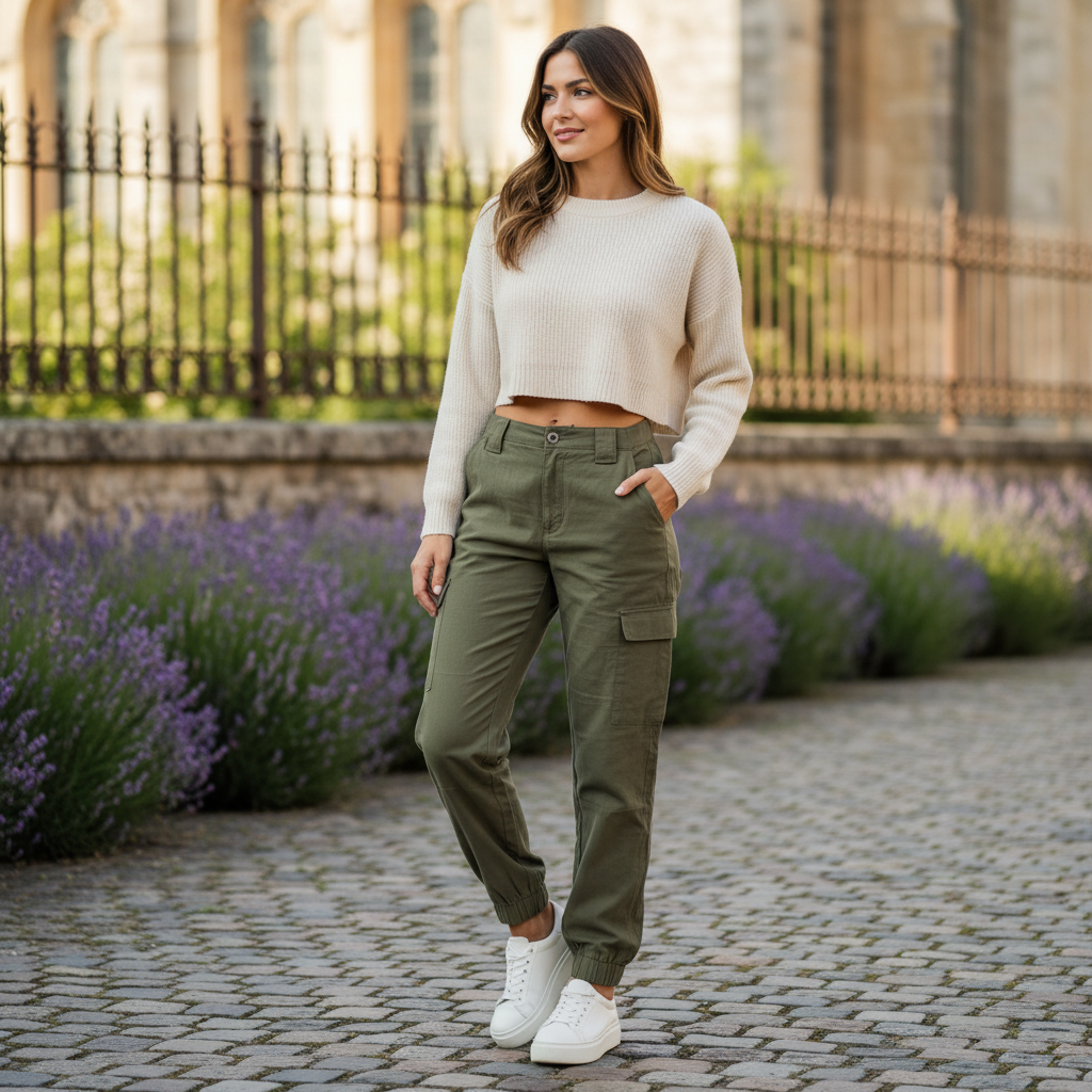 Object Women's Olive Green Cargo Joggers - Size L