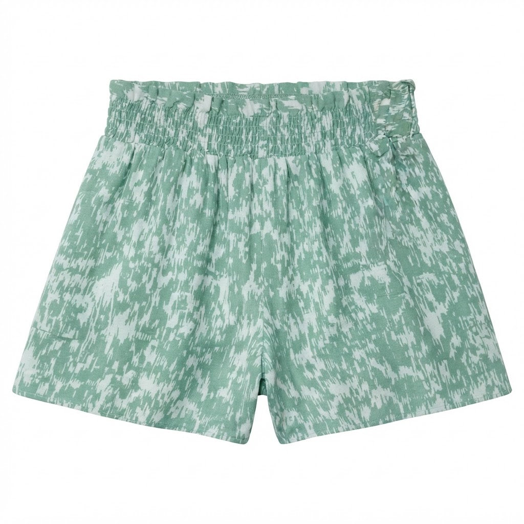 Women's Green and green Ruffled Abstract Print Shorts
