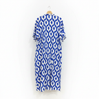 SHEIN Women's Blue and White Geometric Print Maxi Kimono