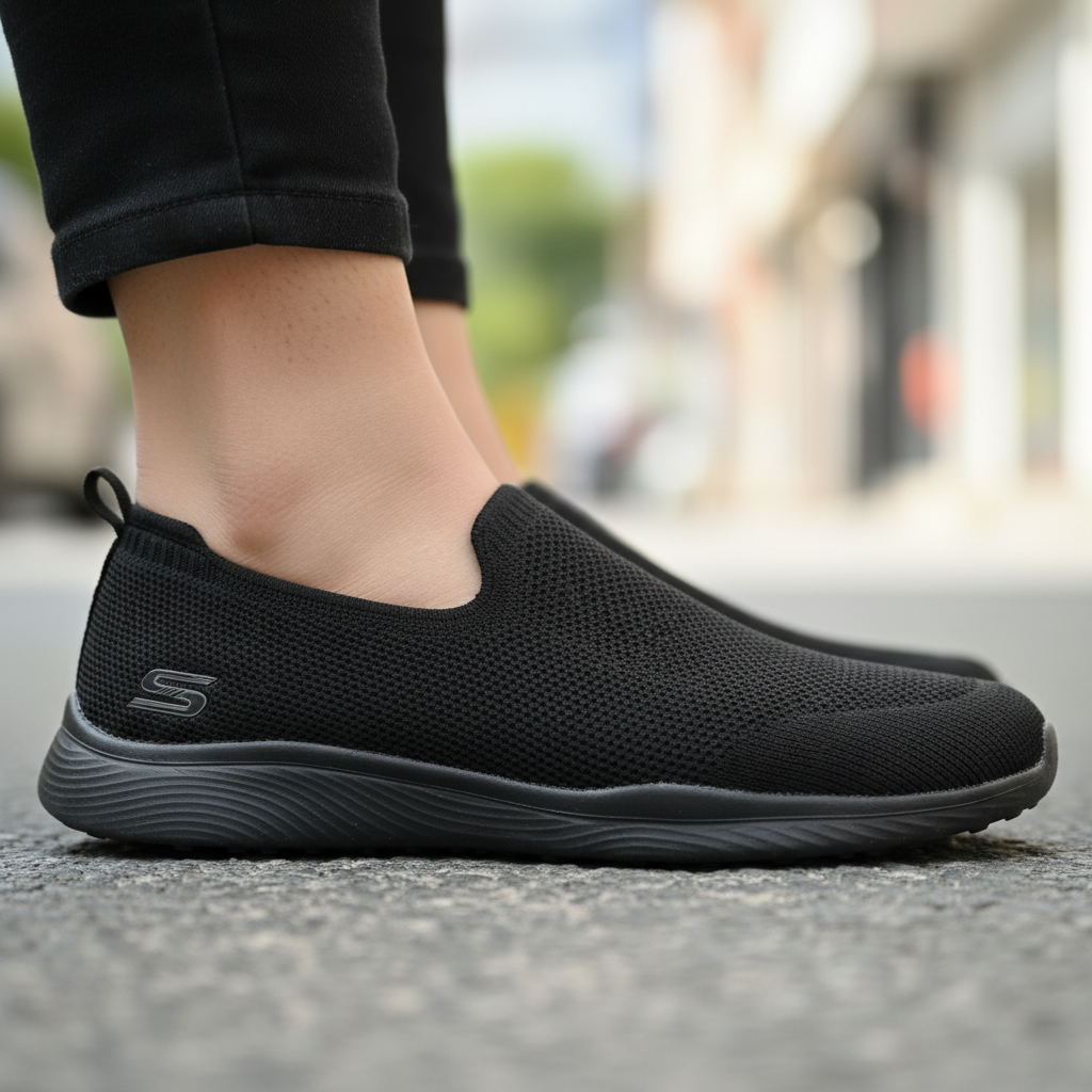 Skechers Women's Black Air-Cooled Memory Foam Flats