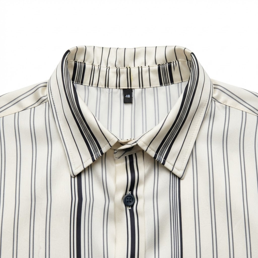 Women's Black and White Striped Oversized Button-Down Shirt