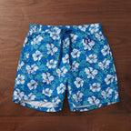 Cobalt Blue Tropical Floral Print Swim Shorts