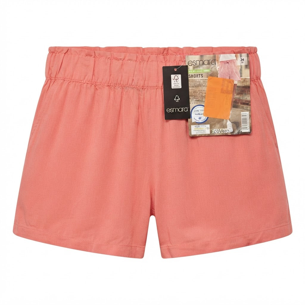 Women's Peach Ruffled Drawstring Summer Shorts