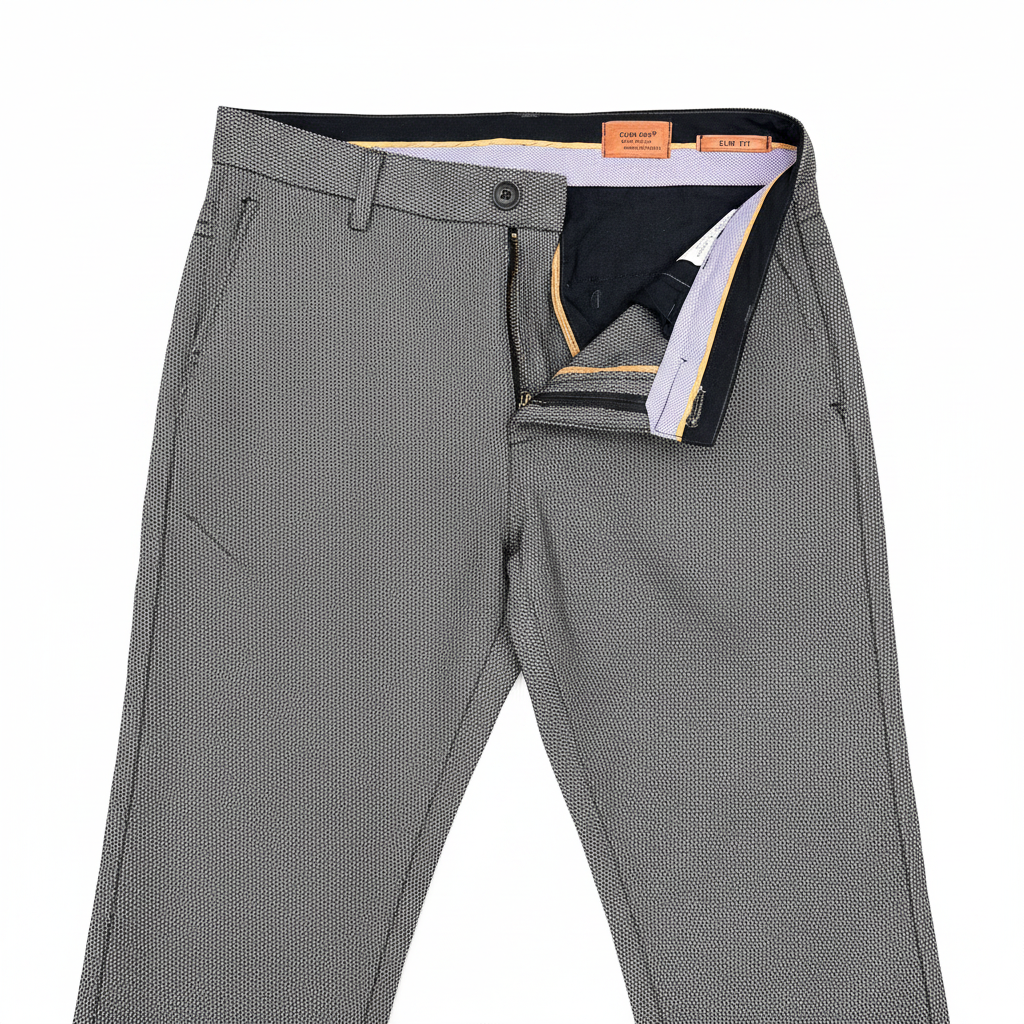CUBA man® Men's Grey Micro-Pattern Slim-Fit Tailored Trouser