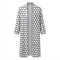 SHEIN Women's White and white Geometric Duster Kimono Abaya
