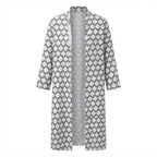SHEIN Women's White and white Geometric Duster Kimono Abaya