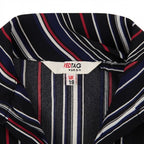 Women's Black Vertical Stripe Sleeveless High-Neck Blouse