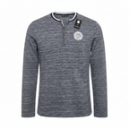 Livergy Men's Blue Marl Long Sleeve Henley Shirt - XL
