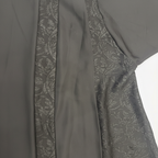 Women's Black Jacquard Open Front Abaya Robe