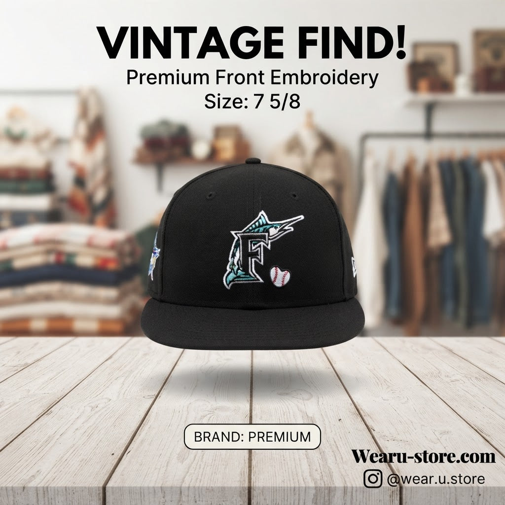 New Era Black Florida Marlins MLB Fitted Cap