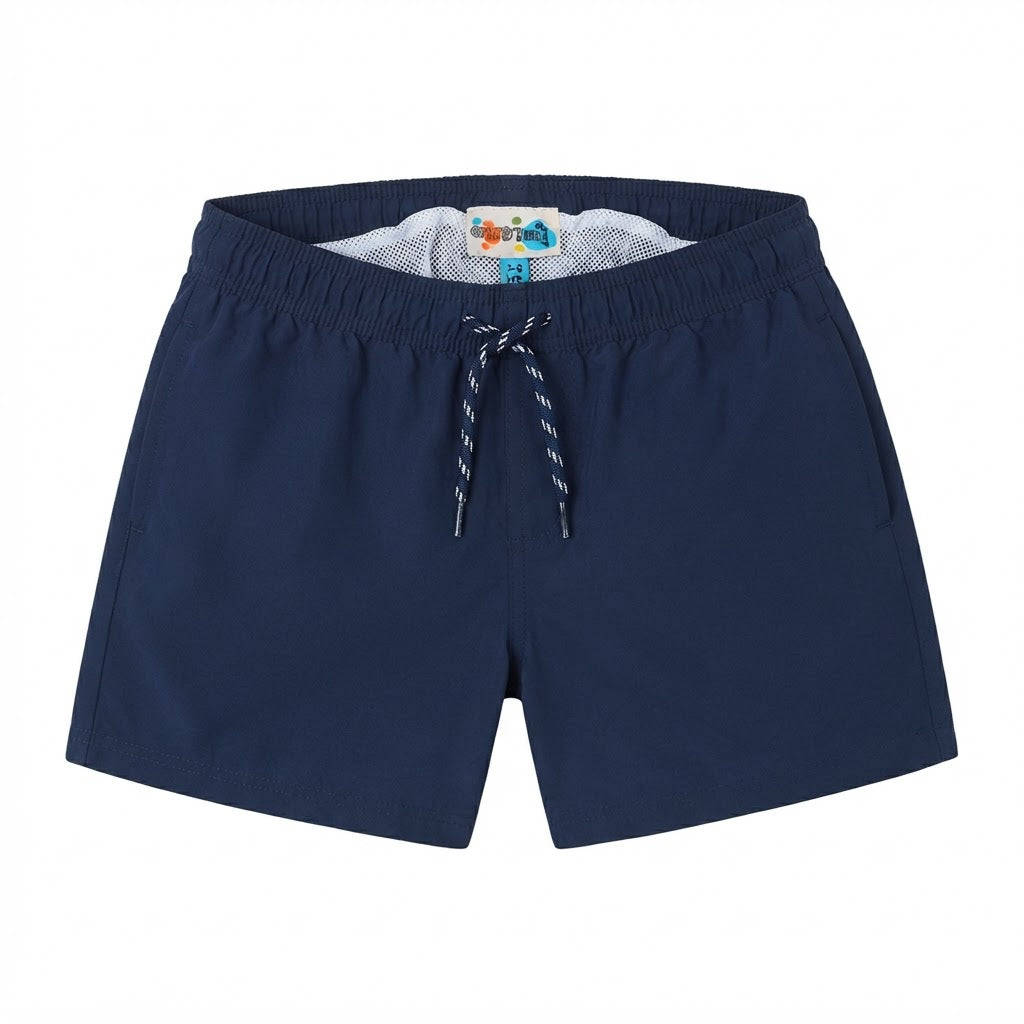 [WearU Generated:merch_clean_front] Navy Polyester Solid Wide-leg Shorts – front view