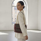 COACH NEW YORK Burgundy Monogram Coated Canvas Crossbody Bag