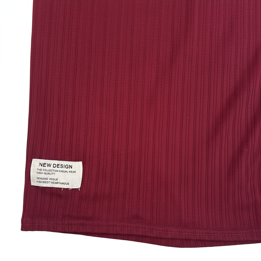 New Design Women's Burgundy Wide-Leg Ribbed Pants
