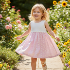 NOW Kids White Pink Daisy Gingham Sleeveless Dress