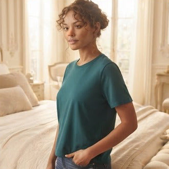 Deep Teal Relaxed Fit Boxy Crew Neck T-Shirt