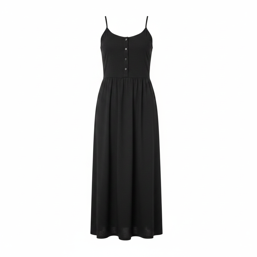 Esmara Women's Black Button-Front Midi Dress