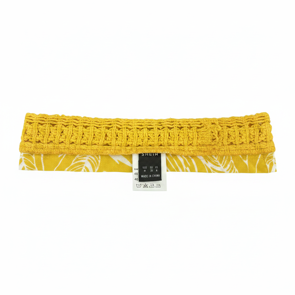 SHEIN Yellow Crochet Triangle Bikini Top - Size M