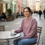 Unisex Mauve Crewneck Sweatshirt with V-Stitch Detail