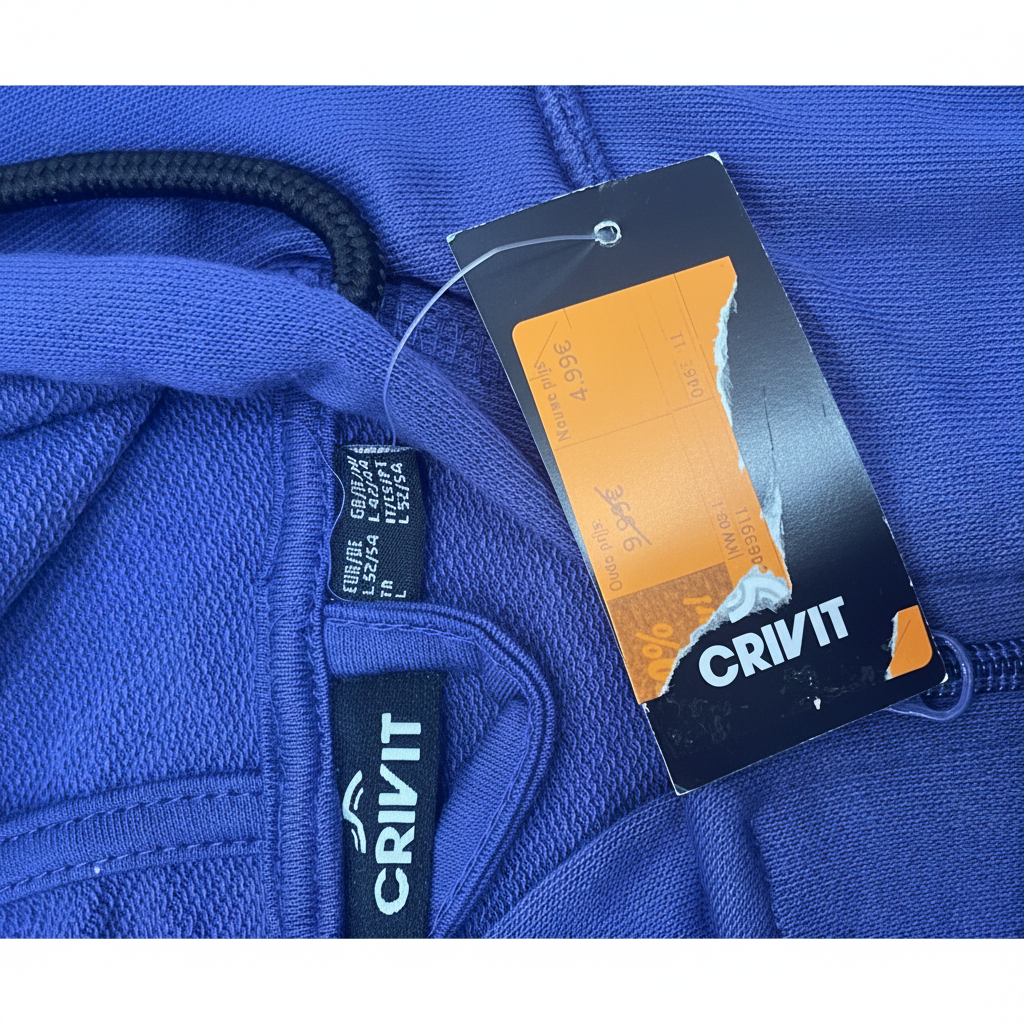 Crivit Men's Blue Full-Zip Hooded Sweatshirt