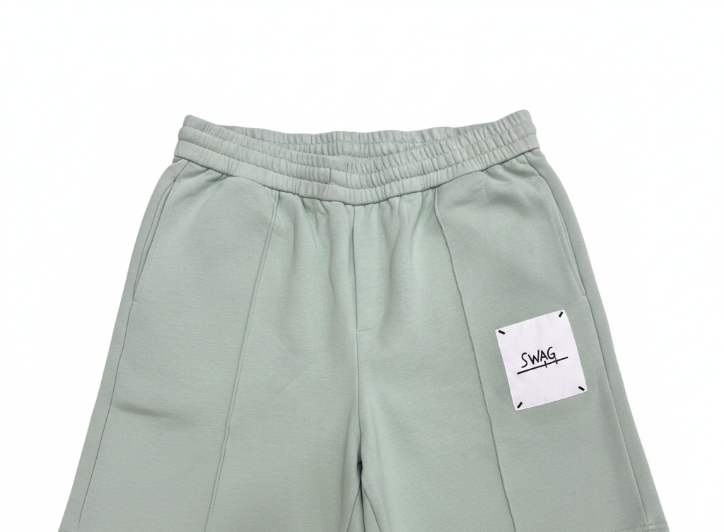 Sage Green Relaxed Pintuck Graphic Sweatpants