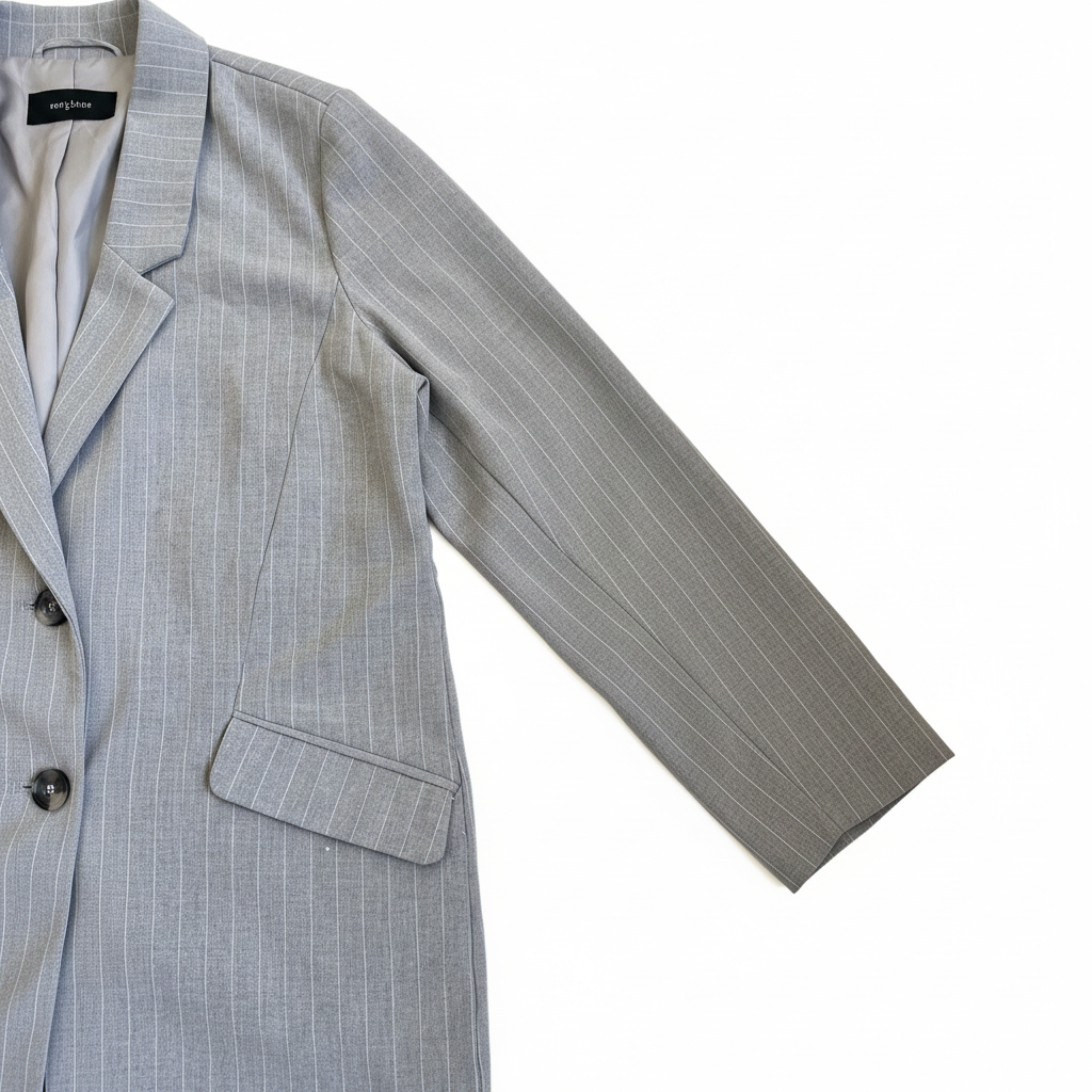 Stradivarius Women's Grey Pinstripe Tailored Office Blazer
