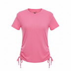F&F Women's Pink Ribbed Ruched Side T-Shirt