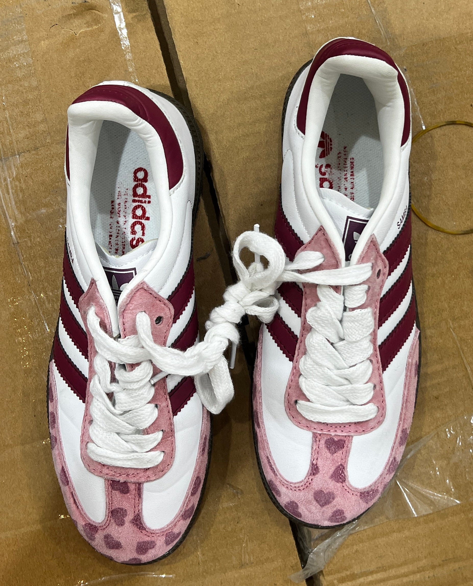 Adidas Adidas White & Pink Heart Print Samba-Style Sneakers