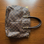 LOUIS VUITTON PARIS Brown Checkered Structured Top-Handle To