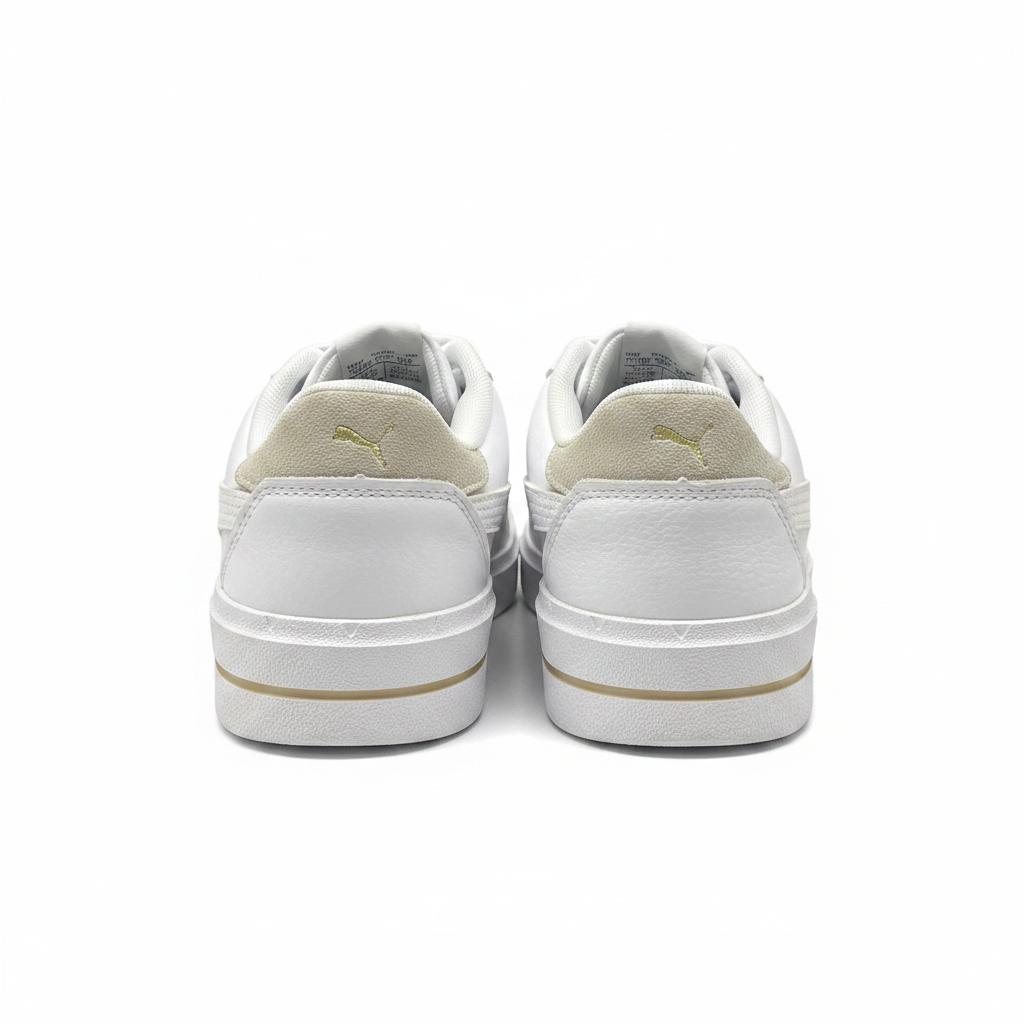 Puma White and Beige Cali Platform Sneakers