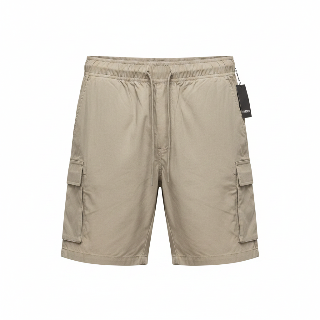 Livergy Men's Khaki Cargo Shorts with Elastic Waist