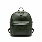 Forest Green Leather Casual Everyday Backpack