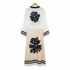 Koton Women's White and white Floral Print Long Open-Front Abaya
