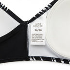 Women's Black and White Striped Triangle Bikini Top