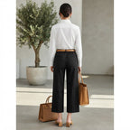 Women's Black High-Waist Sailor Wide-Leg Trousers