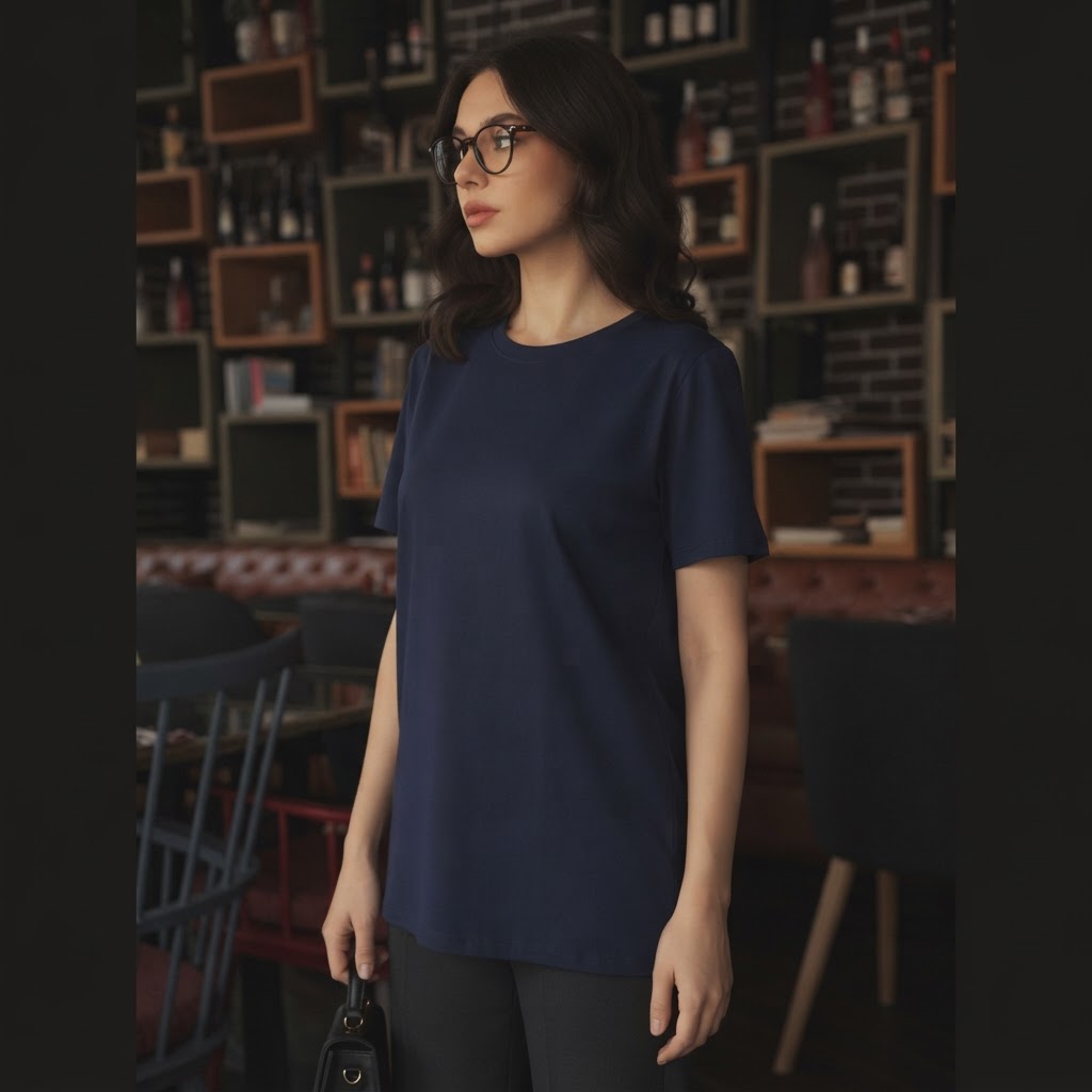 KOOKAÏ Navy Blue Short Sleeve Crew Neck Cotton Jersey T-Shir