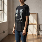 The X-Files Black Oversized Graphic Tee with Monochrome TV P