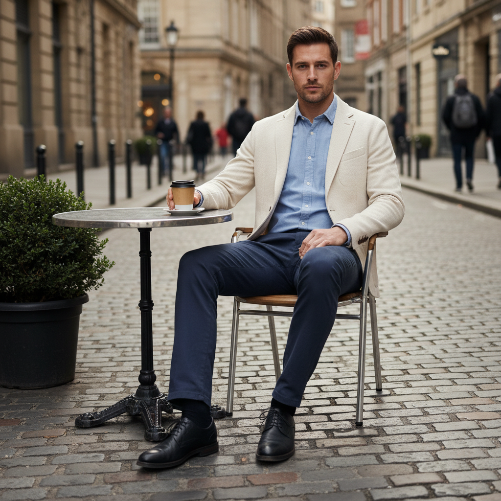 Men's Navy Blue Slim Fit Chino Trousers