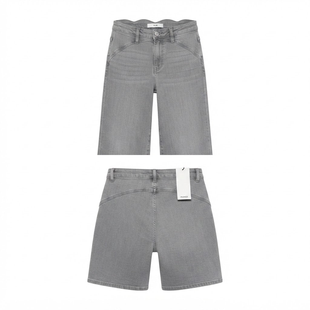 Mango Medium Grey Wide Leg Jeans with Curved Waistband