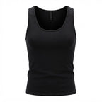 Women's Black Scoop Neck Cotton Jersey Tank Top