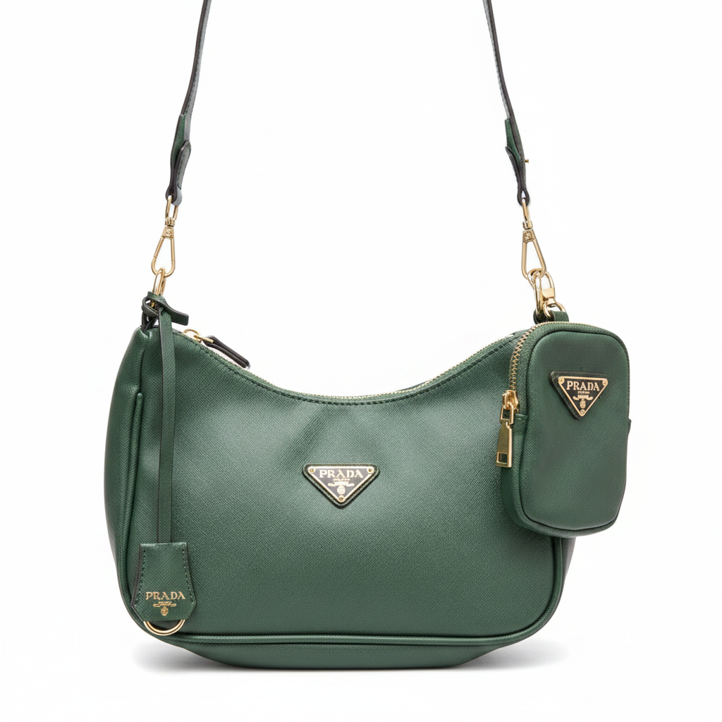 PRADA Women's Forest Green Multi-Pouch Shoulder Bag