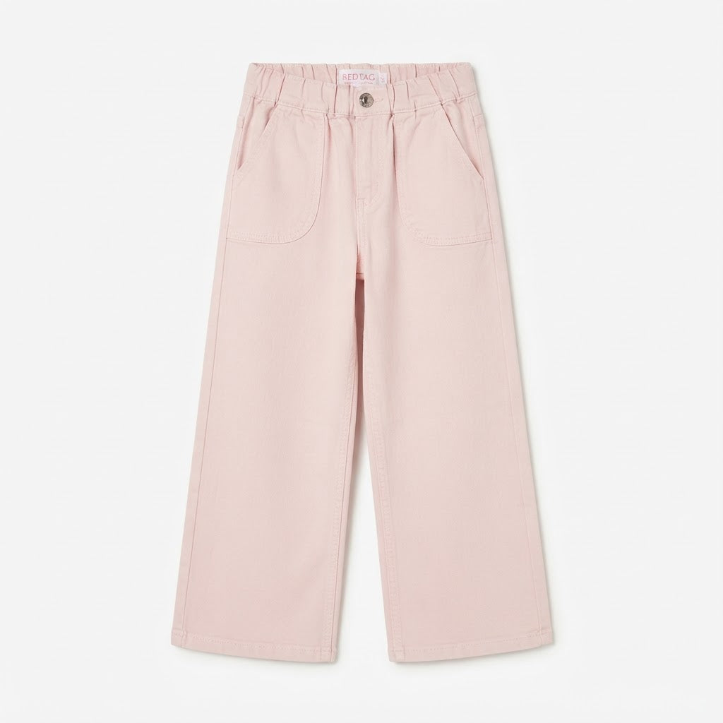 [WearU Generated:merch_clean_front] Redtag Light Pink Cotton Denim Wide-Leg Pants – front view
